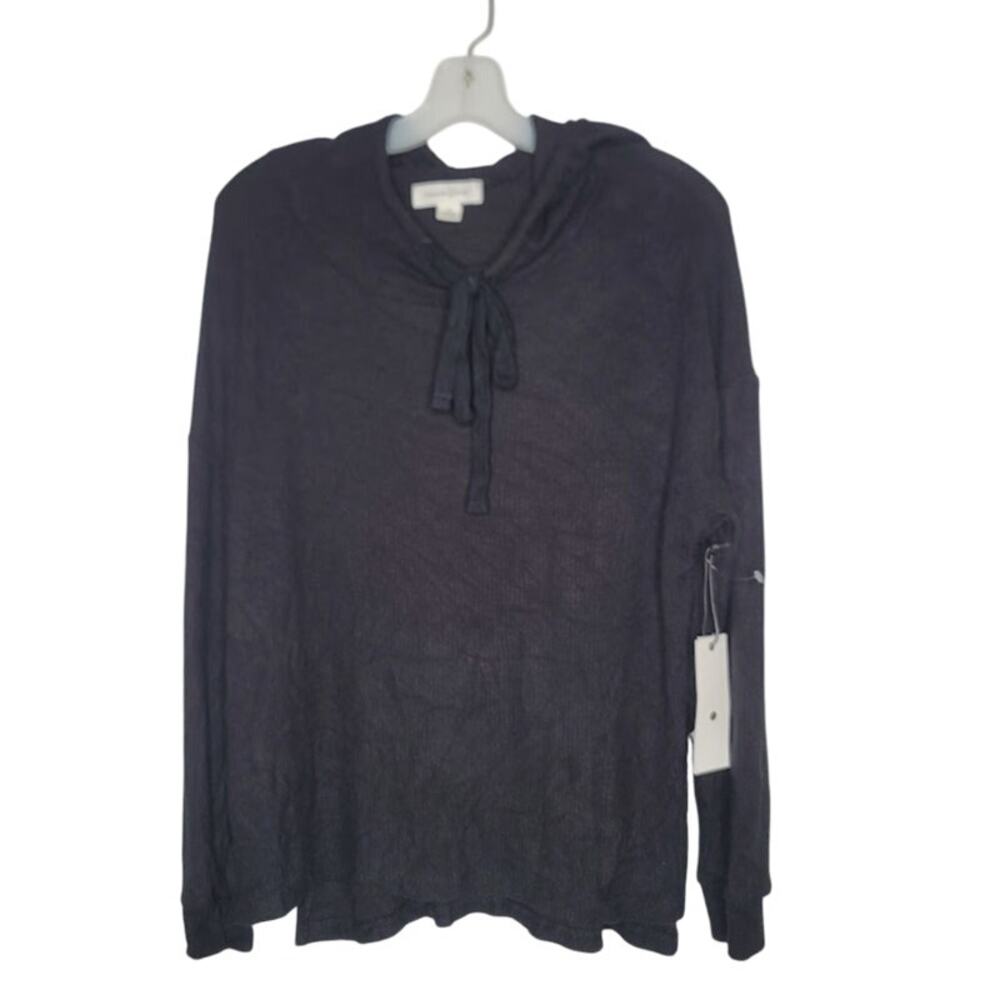 Treasure Bond Size XS hooded sweater long sleeve side slits black